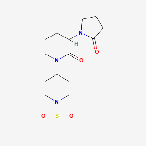 molecular formula C16H29N3O4S B7142782 N,3-dimethyl-N-(1-methylsulfonylpiperidin-4-yl)-2-(2-oxopyrrolidin-1-yl)butanamide 