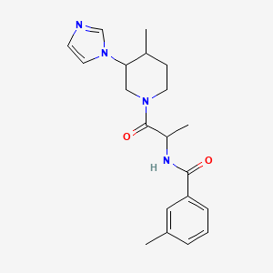 molecular formula C20H26N4O2 B7142787 N-[1-(3-imidazol-1-yl-4-methylpiperidin-1-yl)-1-oxopropan-2-yl]-3-methylbenzamide 