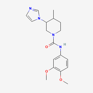 molecular formula C18H24N4O3 B7142792 N-(3,4-dimethoxyphenyl)-3-imidazol-1-yl-4-methylpiperidine-1-carboxamide 