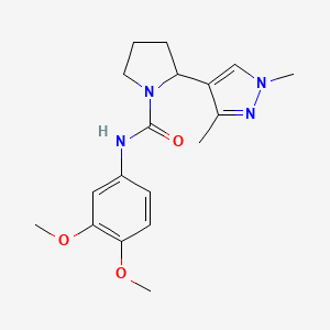 molecular formula C18H24N4O3 B7142796 N-(3,4-dimethoxyphenyl)-2-(1,3-dimethylpyrazol-4-yl)pyrrolidine-1-carboxamide 