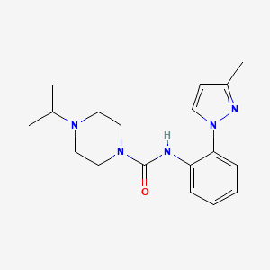 molecular formula C18H25N5O B7142841 N-[2-(3-methylpyrazol-1-yl)phenyl]-4-propan-2-ylpiperazine-1-carboxamide 