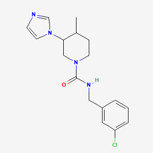 molecular formula C17H21ClN4O B7142863 N-[(3-chlorophenyl)methyl]-3-imidazol-1-yl-4-methylpiperidine-1-carboxamide 