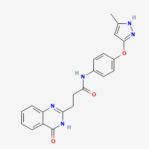 molecular formula C21H19N5O3 B7142934 N-[4-[(5-methyl-1H-pyrazol-3-yl)oxy]phenyl]-3-(4-oxo-3H-quinazolin-2-yl)propanamide 