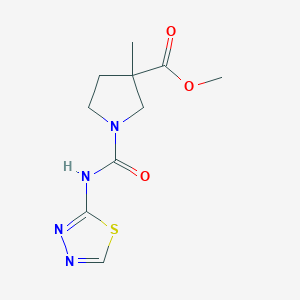 molecular formula C10H14N4O3S B7142989 Methyl 3-methyl-1-(1,3,4-thiadiazol-2-ylcarbamoyl)pyrrolidine-3-carboxylate 