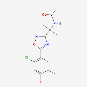 molecular formula C14H15ClFN3O2 B7143006 N-[2-[5-(2-chloro-4-fluoro-5-methylphenyl)-1,2,4-oxadiazol-3-yl]propan-2-yl]acetamide 