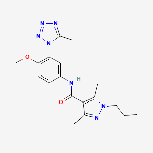 molecular formula C18H23N7O2 B7143049 N-[4-methoxy-3-(5-methyltetrazol-1-yl)phenyl]-3,5-dimethyl-1-propylpyrazole-4-carboxamide 
