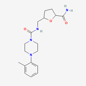 molecular formula C18H26N4O3 B7143055 N-[(5-carbamoyloxolan-2-yl)methyl]-4-(2-methylphenyl)piperazine-1-carboxamide 