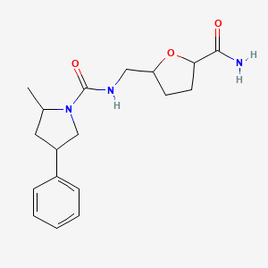molecular formula C18H25N3O3 B7143072 N-[(5-carbamoyloxolan-2-yl)methyl]-2-methyl-4-phenylpyrrolidine-1-carboxamide 
