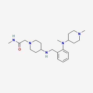 molecular formula C22H37N5O B7143089 N-methyl-2-[4-[[2-[methyl-(1-methylpiperidin-4-yl)amino]phenyl]methylamino]piperidin-1-yl]acetamide 