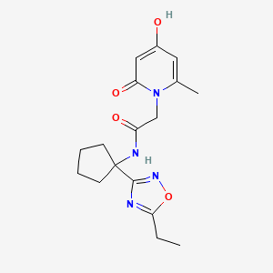 molecular formula C17H22N4O4 B7143092 N-[1-(5-ethyl-1,2,4-oxadiazol-3-yl)cyclopentyl]-2-(4-hydroxy-2-methyl-6-oxopyridin-1-yl)acetamide 