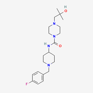molecular formula C21H33FN4O2 B7143213 N-[1-[(4-fluorophenyl)methyl]piperidin-4-yl]-4-(2-hydroxy-2-methylpropyl)piperazine-1-carboxamide 
