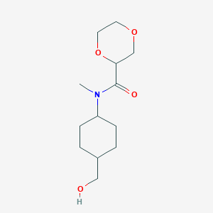 molecular formula C13H23NO4 B7143223 N-[4-(hydroxymethyl)cyclohexyl]-N-methyl-1,4-dioxane-2-carboxamide 