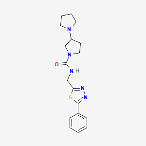 molecular formula C18H23N5OS B7143240 N-[(5-phenyl-1,3,4-thiadiazol-2-yl)methyl]-3-pyrrolidin-1-ylpyrrolidine-1-carboxamide 