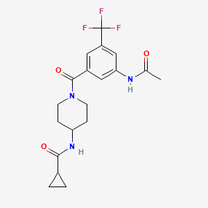 molecular formula C19H22F3N3O3 B7143291 N-[1-[3-acetamido-5-(trifluoromethyl)benzoyl]piperidin-4-yl]cyclopropanecarboxamide 
