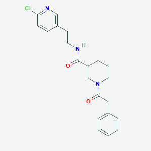 molecular formula C21H24ClN3O2 B7143496 N-[2-(6-chloropyridin-3-yl)ethyl]-1-(2-phenylacetyl)piperidine-3-carboxamide 