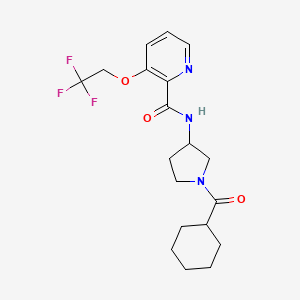 molecular formula C19H24F3N3O3 B7143524 N-[1-(cyclohexanecarbonyl)pyrrolidin-3-yl]-3-(2,2,2-trifluoroethoxy)pyridine-2-carboxamide 
