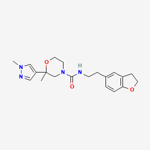 molecular formula C20H26N4O3 B7143560 N-[2-(2,3-dihydro-1-benzofuran-5-yl)ethyl]-2-methyl-2-(1-methylpyrazol-4-yl)morpholine-4-carboxamide 