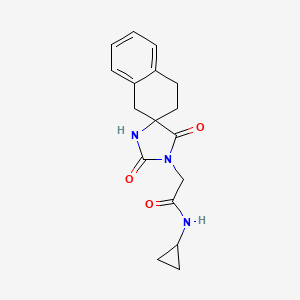 molecular formula C17H19N3O3 B7143814 N-cyclopropyl-2-(2',5'-dioxospiro[2,4-dihydro-1H-naphthalene-3,4'-imidazolidine]-1'-yl)acetamide 