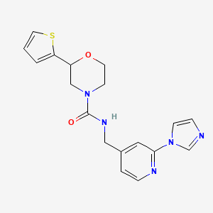 molecular formula C18H19N5O2S B7143868 N-[(2-imidazol-1-ylpyridin-4-yl)methyl]-2-thiophen-2-ylmorpholine-4-carboxamide 