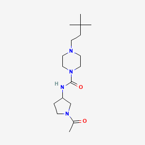 molecular formula C17H32N4O2 B7144007 N-(1-acetylpyrrolidin-3-yl)-4-(3,3-dimethylbutyl)piperazine-1-carboxamide 