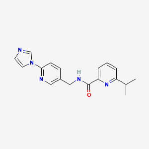 molecular formula C18H19N5O B7144018 N-[(6-imidazol-1-ylpyridin-3-yl)methyl]-6-propan-2-ylpyridine-2-carboxamide 