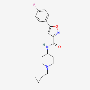 molecular formula C19H22FN3O2 B7144050 N-[1-(cyclopropylmethyl)piperidin-4-yl]-5-(4-fluorophenyl)-1,2-oxazole-3-carboxamide 