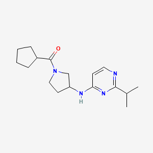molecular formula C17H26N4O B7144061 Cyclopentyl-[3-[(2-propan-2-ylpyrimidin-4-yl)amino]pyrrolidin-1-yl]methanone 