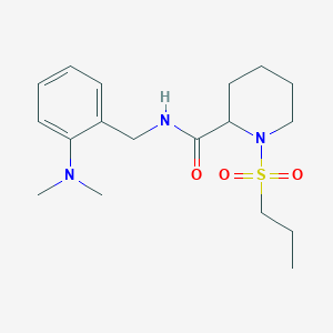 molecular formula C18H29N3O3S B7144096 N-[[2-(dimethylamino)phenyl]methyl]-1-propylsulfonylpiperidine-2-carboxamide 