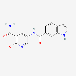 molecular formula C16H14N4O3 B7144137 N-(5-carbamoyl-6-methoxypyridin-3-yl)-1H-indole-6-carboxamide 