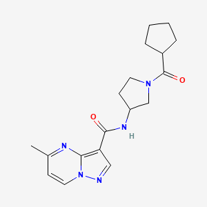 molecular formula C18H23N5O2 B7144249 N-[1-(cyclopentanecarbonyl)pyrrolidin-3-yl]-5-methylpyrazolo[1,5-a]pyrimidine-3-carboxamide 