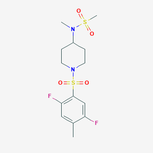 molecular formula C14H20F2N2O4S2 B7144352 N-[1-(2,5-difluoro-4-methylphenyl)sulfonylpiperidin-4-yl]-N-methylmethanesulfonamide 