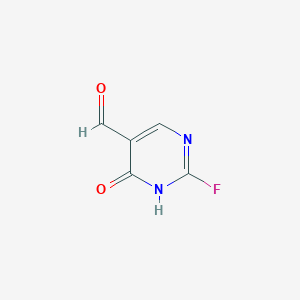 molecular formula C5H3FN2O2 B071444 2-Fluoro-4-oxo-1,4-dihydropyrimidine-5-carbaldehyde CAS No. 161123-95-1