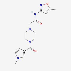 molecular formula C16H21N5O3 B7144502 N-(5-methyl-1,2-oxazol-3-yl)-2-[4-(1-methylpyrrole-3-carbonyl)piperazin-1-yl]acetamide 