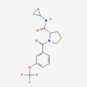 molecular formula C16H17F3N2O3 B7144590 N-cyclopropyl-1-[3-(trifluoromethoxy)benzoyl]pyrrolidine-2-carboxamide 