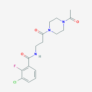 molecular formula C16H19ClFN3O3 B7144653 N-[3-(4-acetylpiperazin-1-yl)-3-oxopropyl]-3-chloro-2-fluorobenzamide 