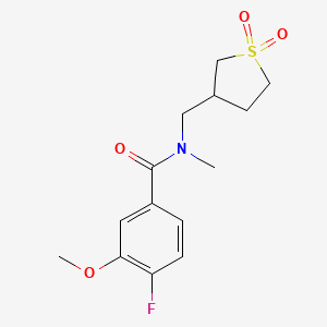 molecular formula C14H18FNO4S B7144705 N-[(1,1-dioxothiolan-3-yl)methyl]-4-fluoro-3-methoxy-N-methylbenzamide 