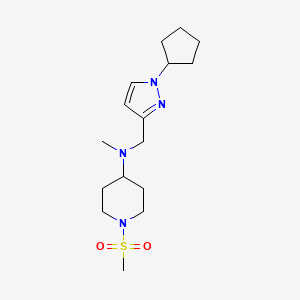 molecular formula C16H28N4O2S B7144723 N-[(1-cyclopentylpyrazol-3-yl)methyl]-N-methyl-1-methylsulfonylpiperidin-4-amine 