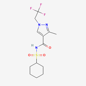 molecular formula C13H18F3N3O3S B7144765 N-cyclohexylsulfonyl-3-methyl-1-(2,2,2-trifluoroethyl)pyrazole-4-carboxamide 