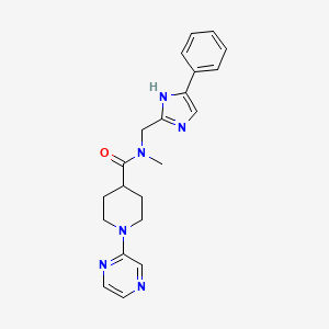 molecular formula C21H24N6O B7144906 N-methyl-N-[(5-phenyl-1H-imidazol-2-yl)methyl]-1-pyrazin-2-ylpiperidine-4-carboxamide 