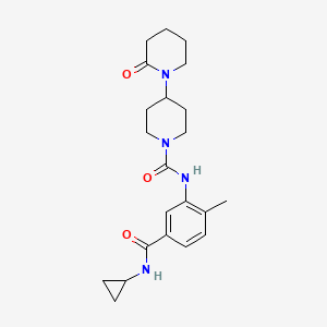 molecular formula C22H30N4O3 B7144997 N-[5-(cyclopropylcarbamoyl)-2-methylphenyl]-4-(2-oxopiperidin-1-yl)piperidine-1-carboxamide 