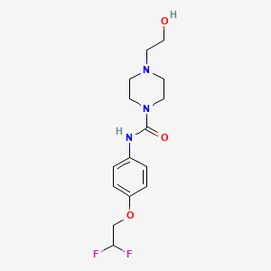 molecular formula C15H21F2N3O3 B7145024 N-[4-(2,2-difluoroethoxy)phenyl]-4-(2-hydroxyethyl)piperazine-1-carboxamide 