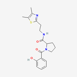 molecular formula C19H23N3O3S B7145051 N-[2-(4,5-dimethyl-1,3-thiazol-2-yl)ethyl]-1-(2-hydroxybenzoyl)pyrrolidine-2-carboxamide 