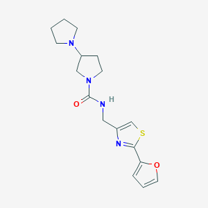 molecular formula C17H22N4O2S B7145071 N-[[2-(furan-2-yl)-1,3-thiazol-4-yl]methyl]-3-pyrrolidin-1-ylpyrrolidine-1-carboxamide 