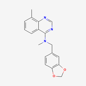 molecular formula C18H17N3O2 B7145113 N-(1,3-benzodioxol-5-ylmethyl)-N,8-dimethylquinazolin-4-amine 