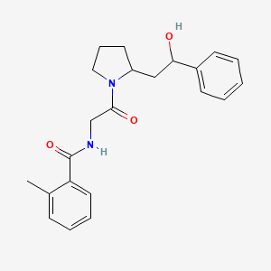molecular formula C22H26N2O3 B7145125 N-[2-[2-(2-hydroxy-2-phenylethyl)pyrrolidin-1-yl]-2-oxoethyl]-2-methylbenzamide 