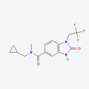 molecular formula C15H16F3N3O2 B7145298 N-(cyclopropylmethyl)-N-methyl-2-oxo-1-(2,2,2-trifluoroethyl)-3H-benzimidazole-5-carboxamide 