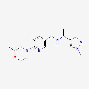molecular formula C17H25N5O B7145305 N-[[6-(2-methylmorpholin-4-yl)pyridin-3-yl]methyl]-1-(1-methylpyrazol-4-yl)ethanamine 