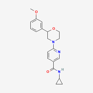 molecular formula C20H23N3O3 B7145552 N-cyclopropyl-6-[2-(3-methoxyphenyl)morpholin-4-yl]pyridine-3-carboxamide 