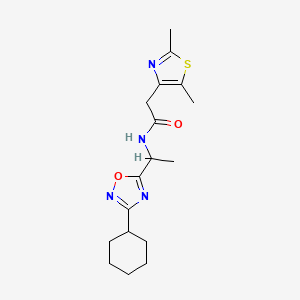 molecular formula C17H24N4O2S B7145651 N-[1-(3-cyclohexyl-1,2,4-oxadiazol-5-yl)ethyl]-2-(2,5-dimethyl-1,3-thiazol-4-yl)acetamide 