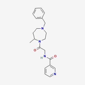 molecular formula C21H26N4O2 B7145673 N-[2-(4-benzyl-7-methyl-1,4-diazepan-1-yl)-2-oxoethyl]pyridine-3-carboxamide 